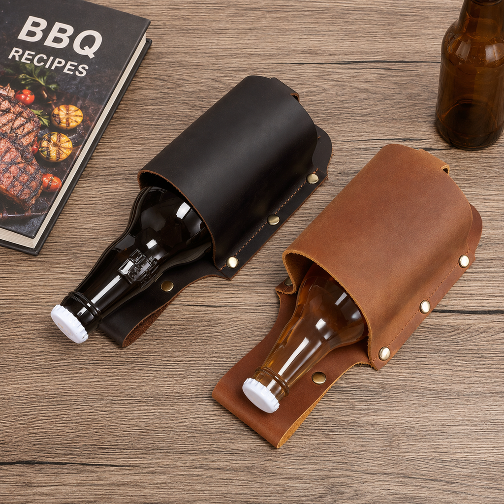 Personalised Crazy Horse Leather Bottle Holder