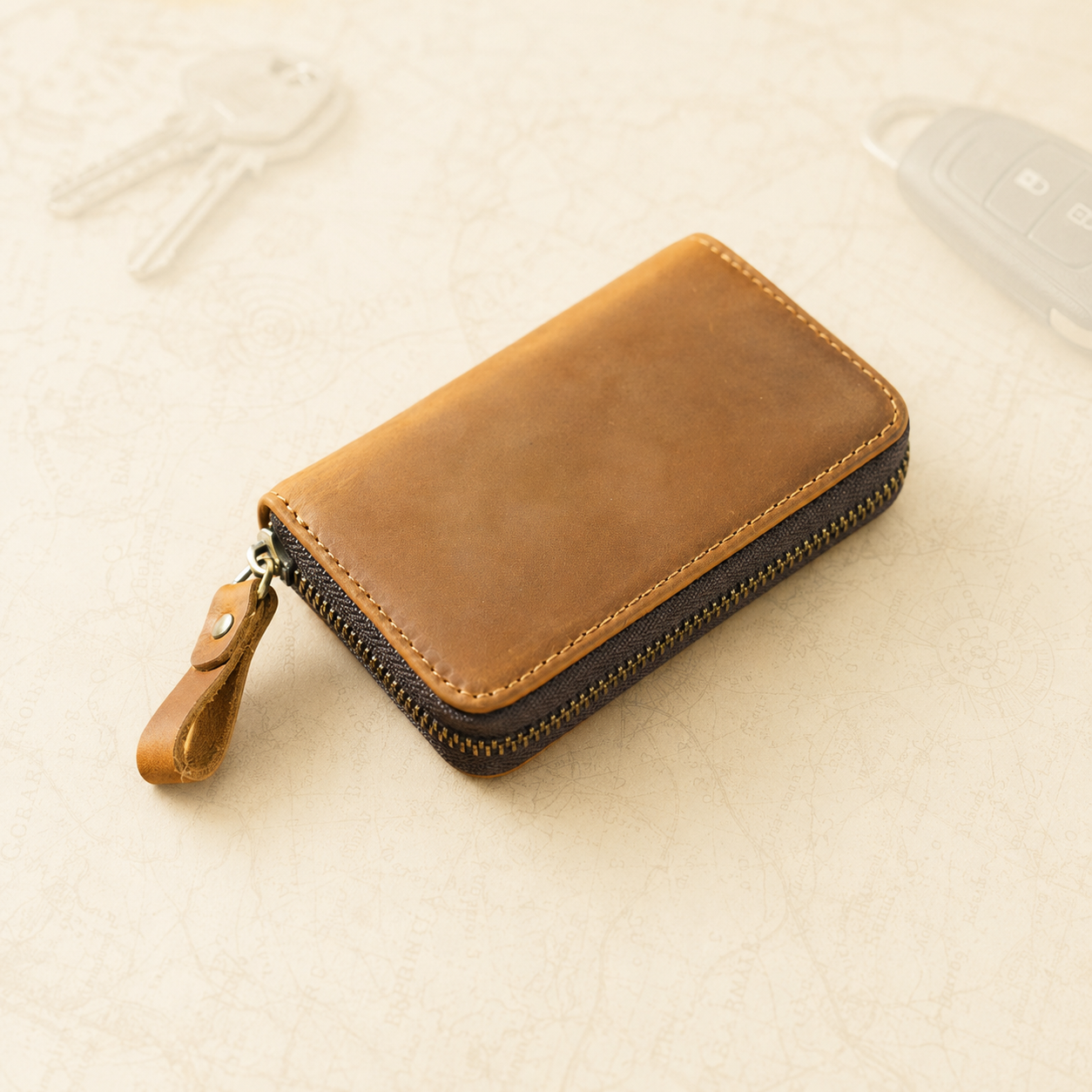 Personalised Crazy Horse Leather Key Pouch