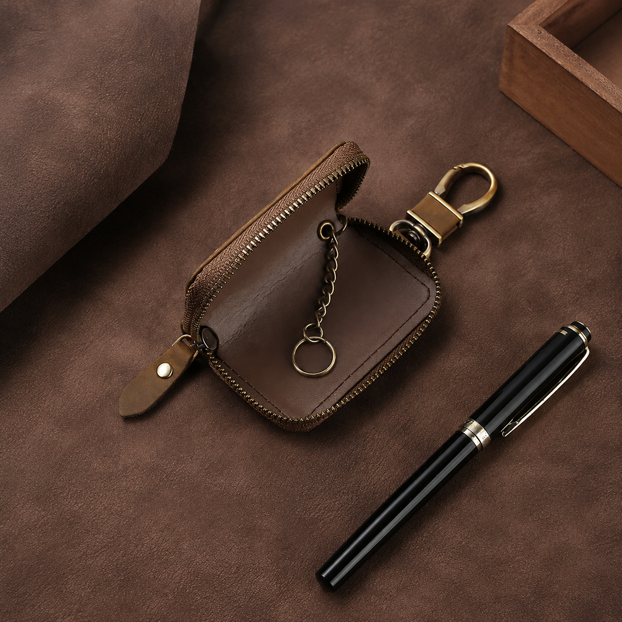Personalised Compact Leather Car Key Pouch