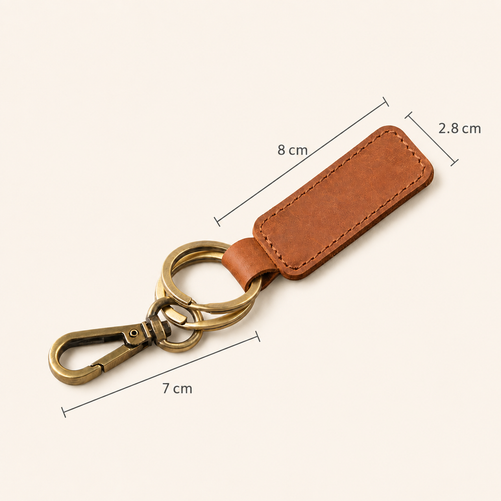 Personalised Double-Ring Crazy Horse Leather Keyring