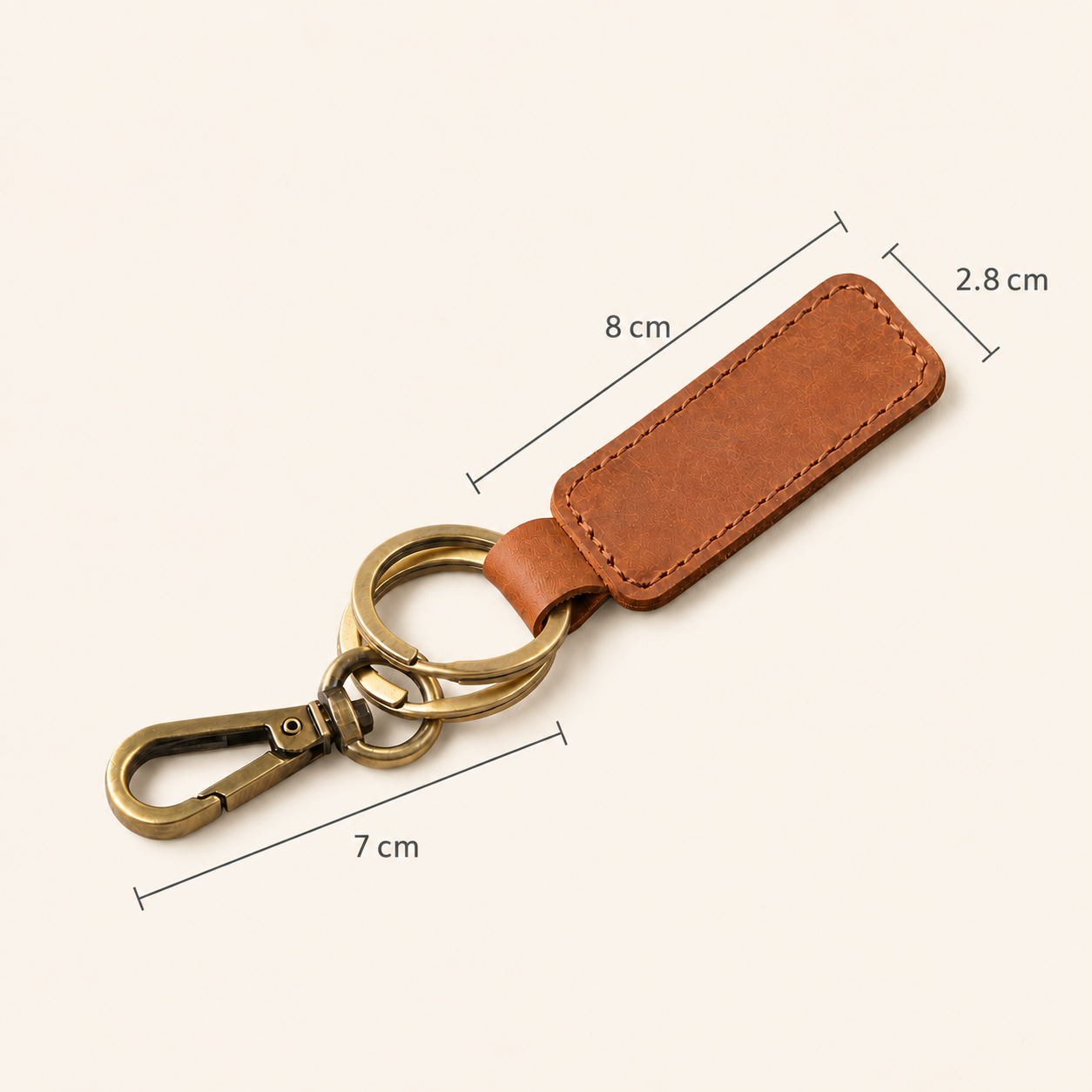 Personalised Double-Ring Crazy Horse Leather Keyring