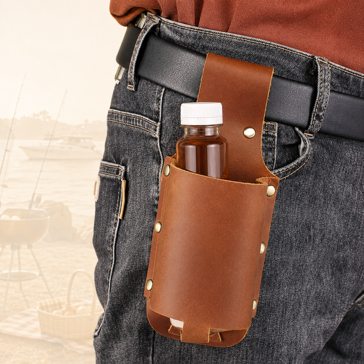 Personalised Crazy Horse Leather Bottle Holder