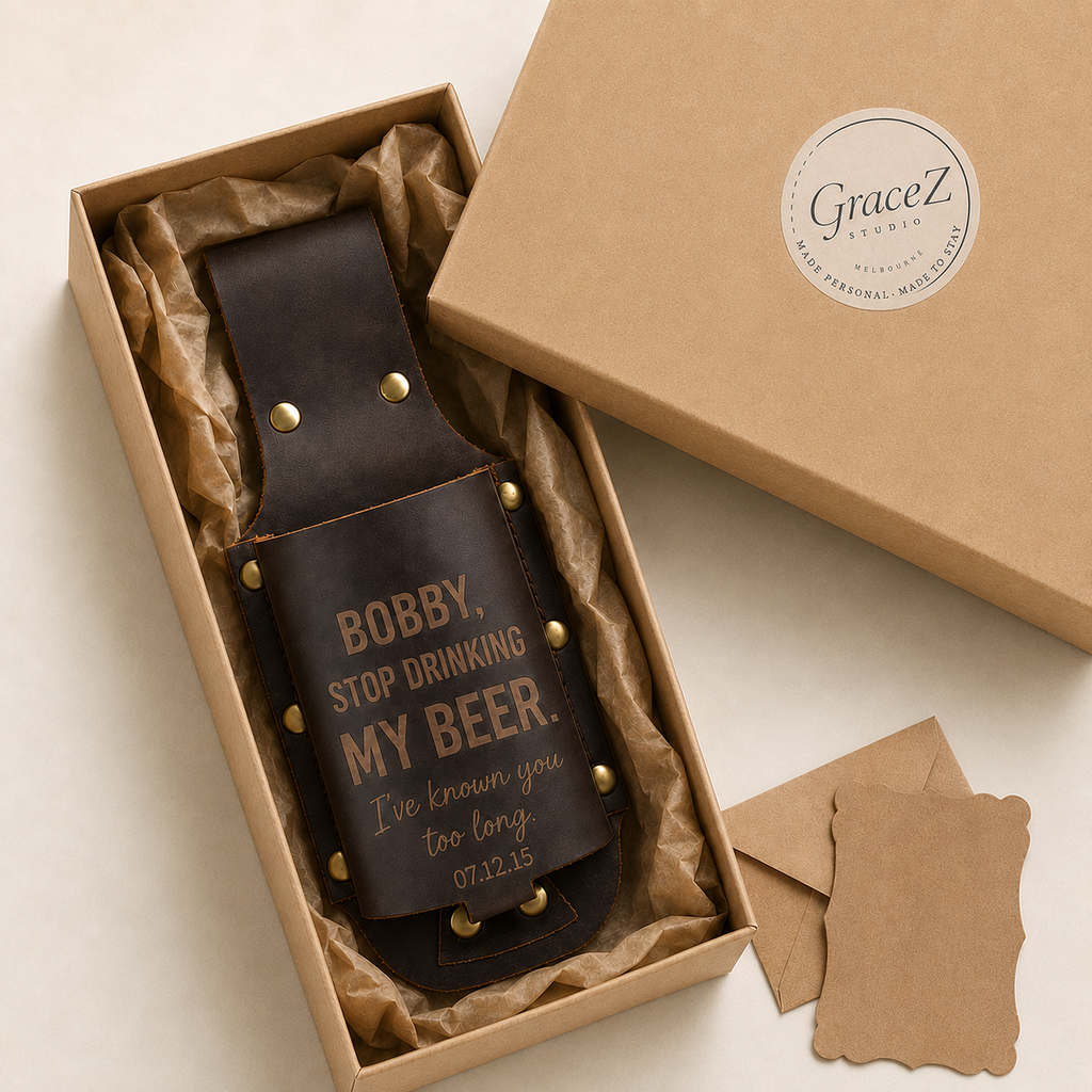 Personalised Crazy Horse Leather Bottle Holder