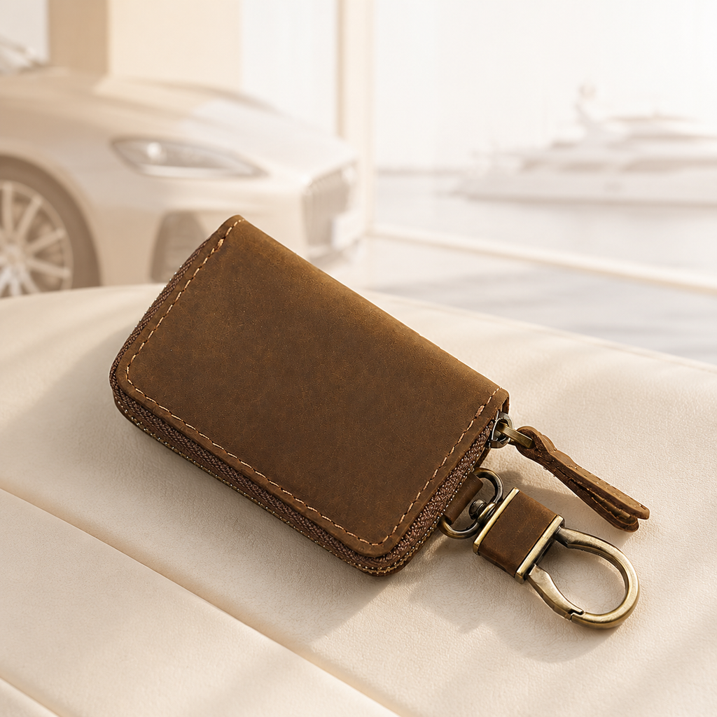 Personalised Compact Leather Car Key Pouch