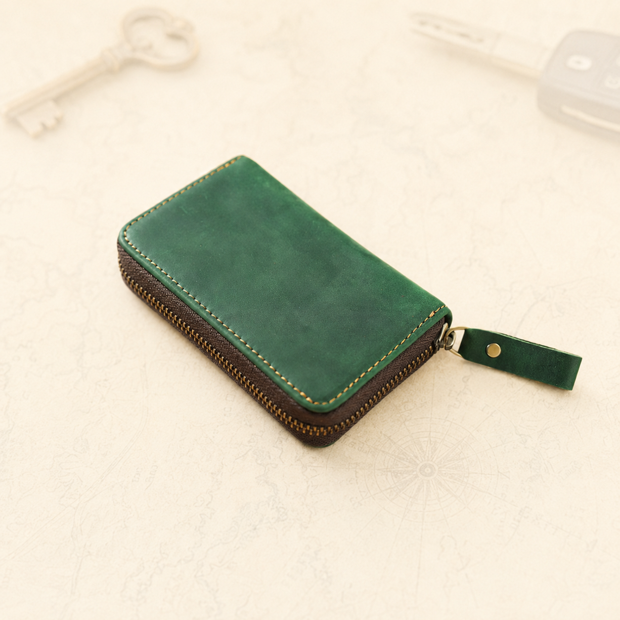 Personalised Crazy Horse Leather Key Pouch