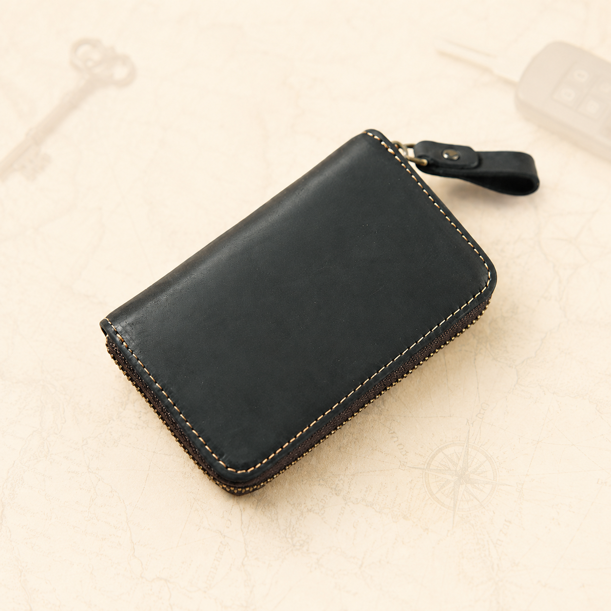 Personalised Crazy Horse Leather Key Pouch