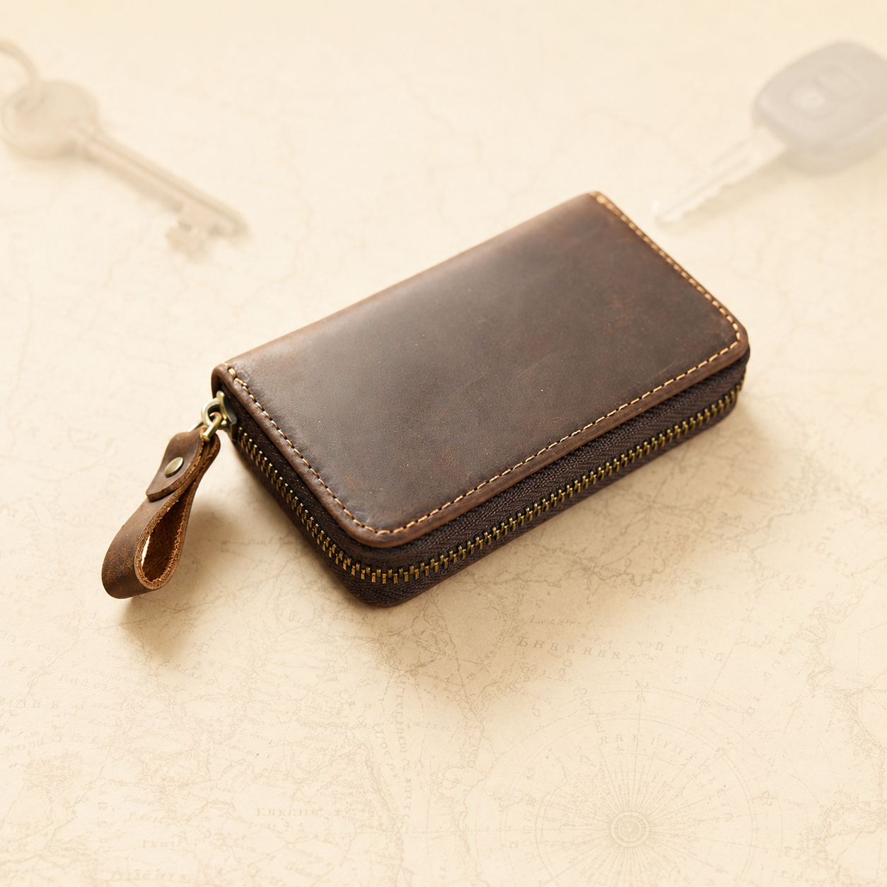Personalised Crazy Horse Leather Key Pouch
