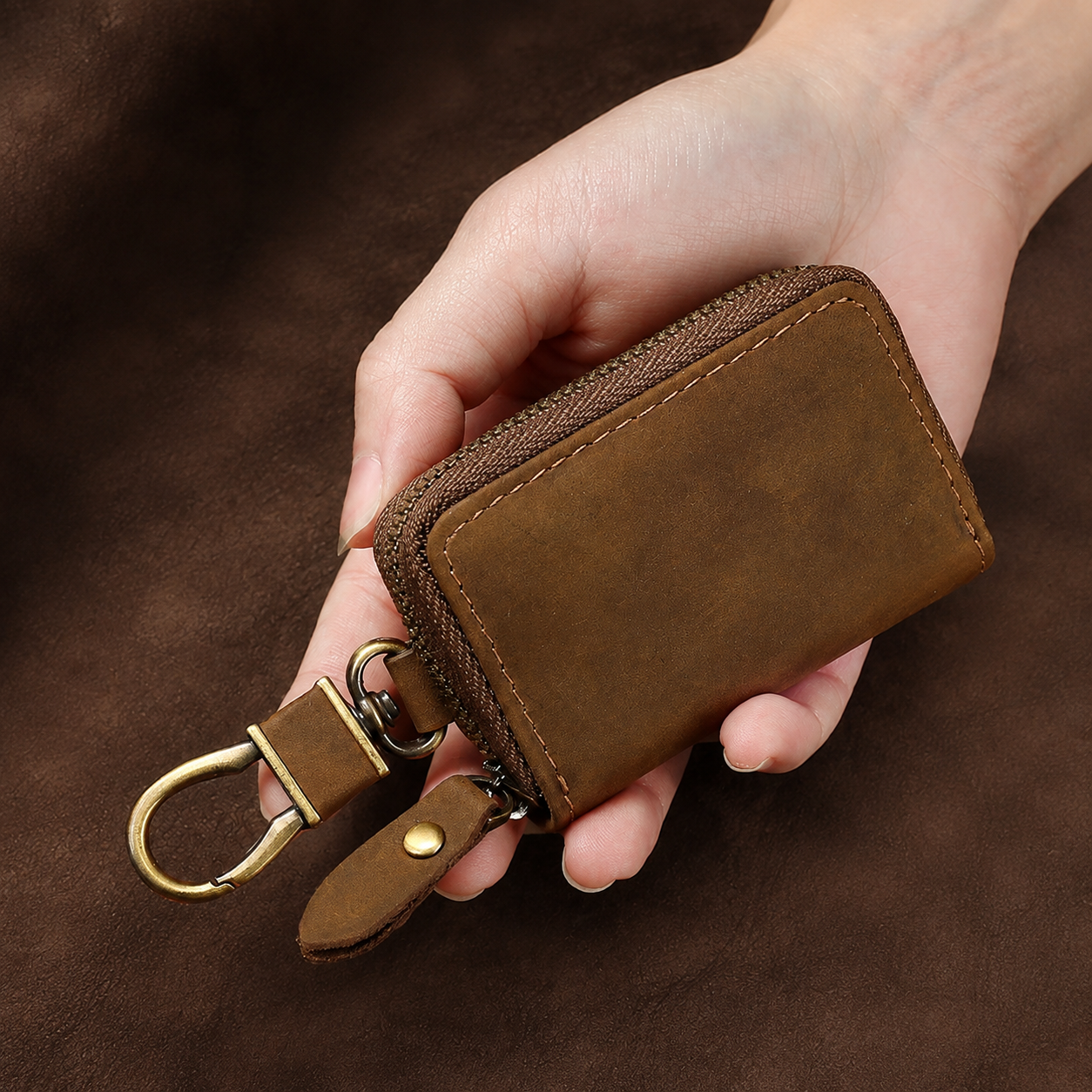 Personalised Compact Leather Car Key Pouch